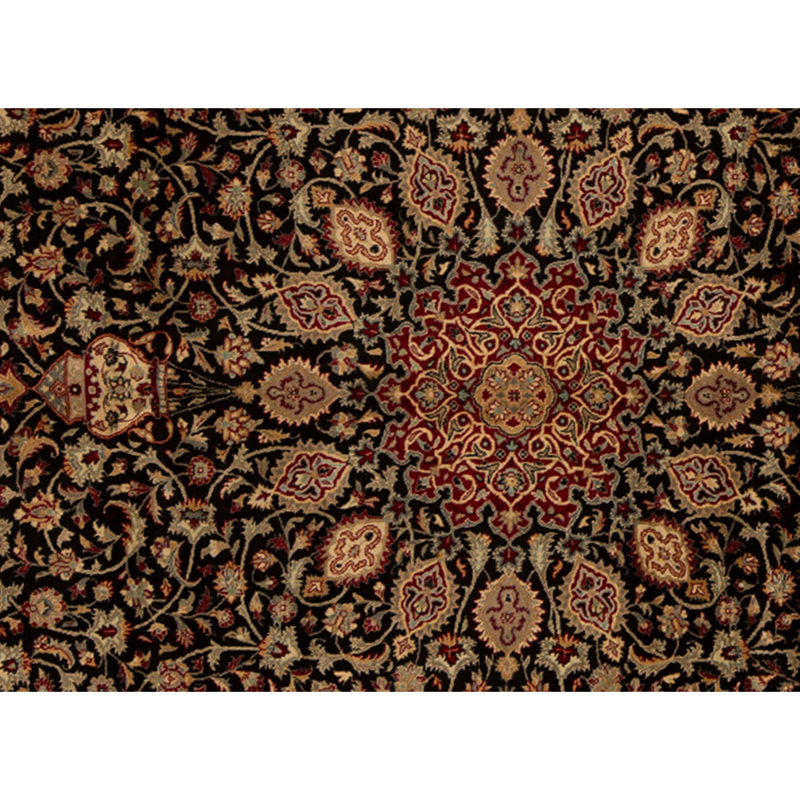 Hand Knotted Wool Area Rug in Black