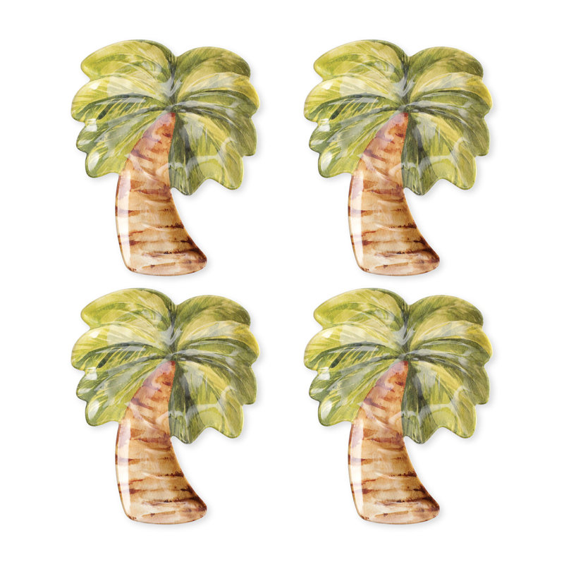 4-Piece Ikat Palm 10" Melamine Plate