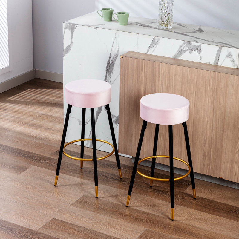 Ensemble de 2 tabourets de bar à hauteur de comptoir Agee, Rose