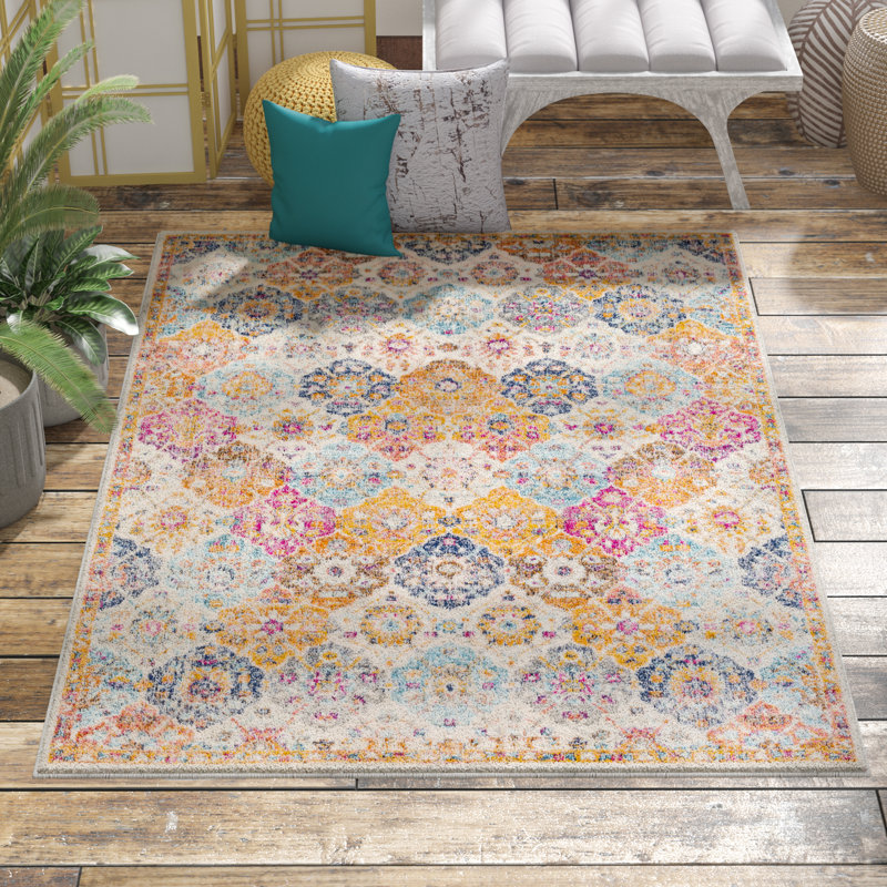 Sterne Machine Woven Beige/Blue/Orange/Pink/Teal/Yellow Indoor Rug, Rectangle 200 x 275 cm