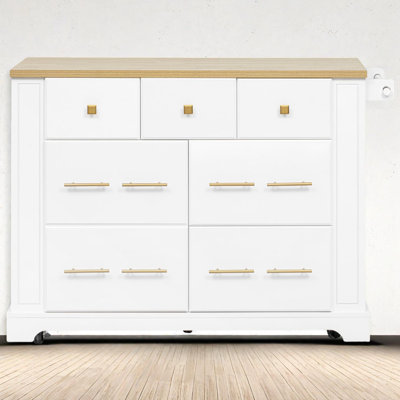 Kitchen Island with Drawers, Pull Out Trash Storage, Rolling Island with Leaf