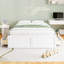 Structure de lit plateforme en bois grand format avec 6 tiroirs, blanc-1598000749