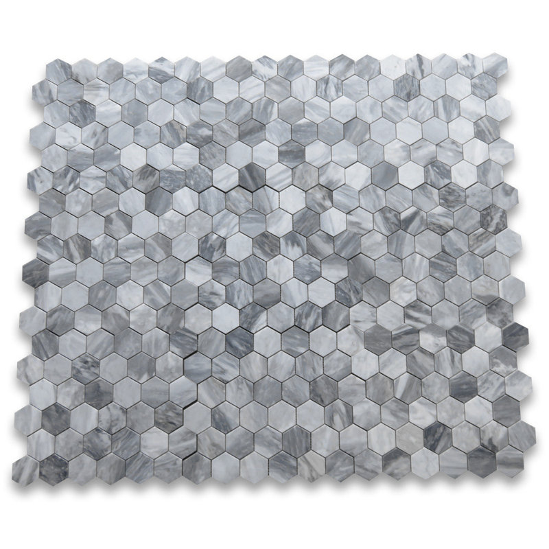 Bardiglio 10" x 12" Marble Honeycomb Mosaic Wall & Floor Tile, Light Gray