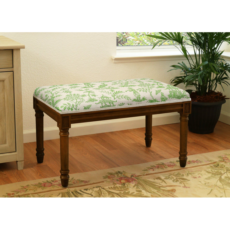 Banc en bois massif Cambel, Noyer / vert jade Cathay