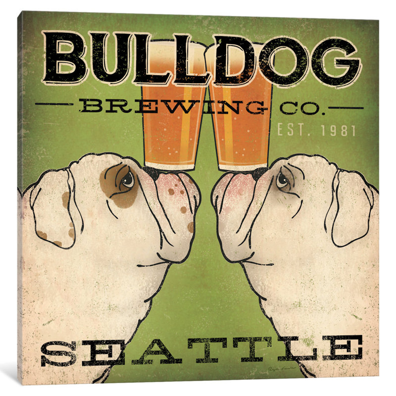 « bouledogue infuseing » par ryan fowler, affiche rétro sur toile tendue, H 37 po x l 37 po x P 1,5 po