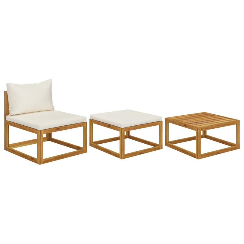 Ensemble de salon de jardin vidaXL Bois naturel, bois d'acacia massif moyen, Beige