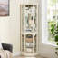 Vitrine d'angle éclairée en verre blanc avec tablettes personnalisables pour la décoration d'art et de livres-883629274