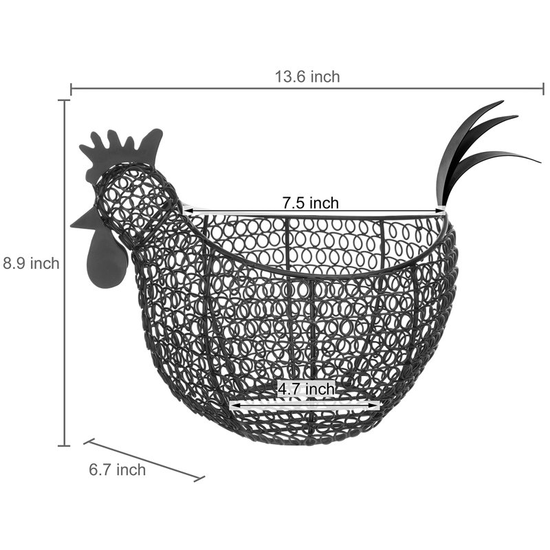Decorative Chicken Metal Wire Egg Food Storage Container