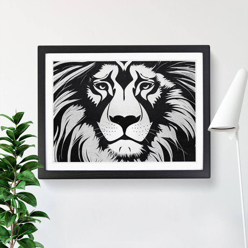 A Remarkable Lion - Single Picture Frame Print, 46cm H x 64cm W, Black