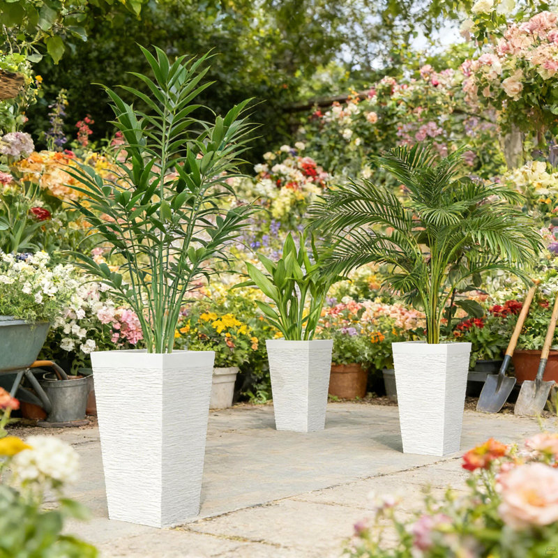 Jardinières empilables, ensemble de 3 jardinières d'extérieur, Blanc