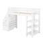 Lit mezzanine simple avec tablettes, garde-robe et lumière DEL blanche
