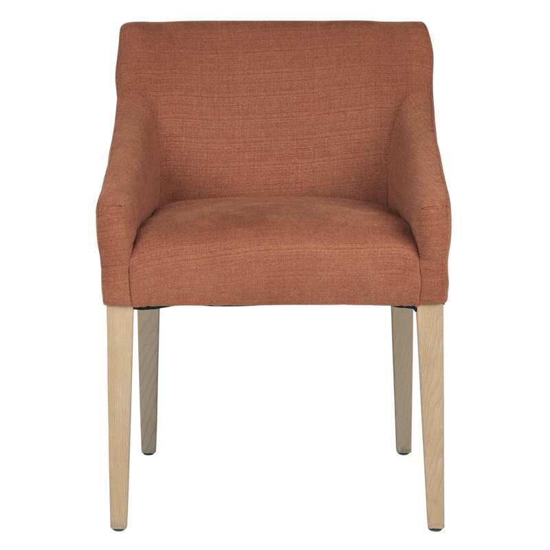 Elvie Linen Sloped Track Arm Dining Chair in Burnt Orange