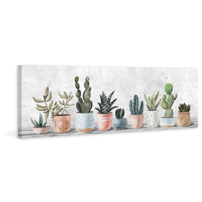 Pots alignés sur toile tendue
