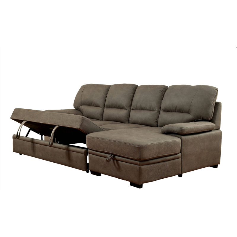 Hermínia Upholstered L-Shaped Sectional Right Hand Facing, Brown