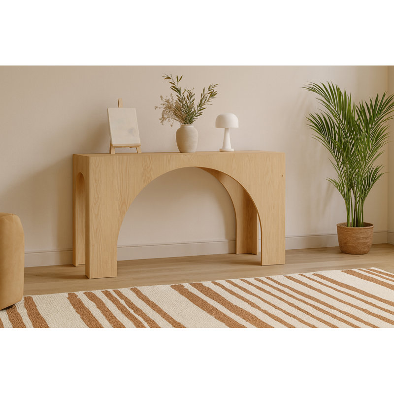 Metinaro 54'' Solid Wood Console Table, Oak/Natural Oak