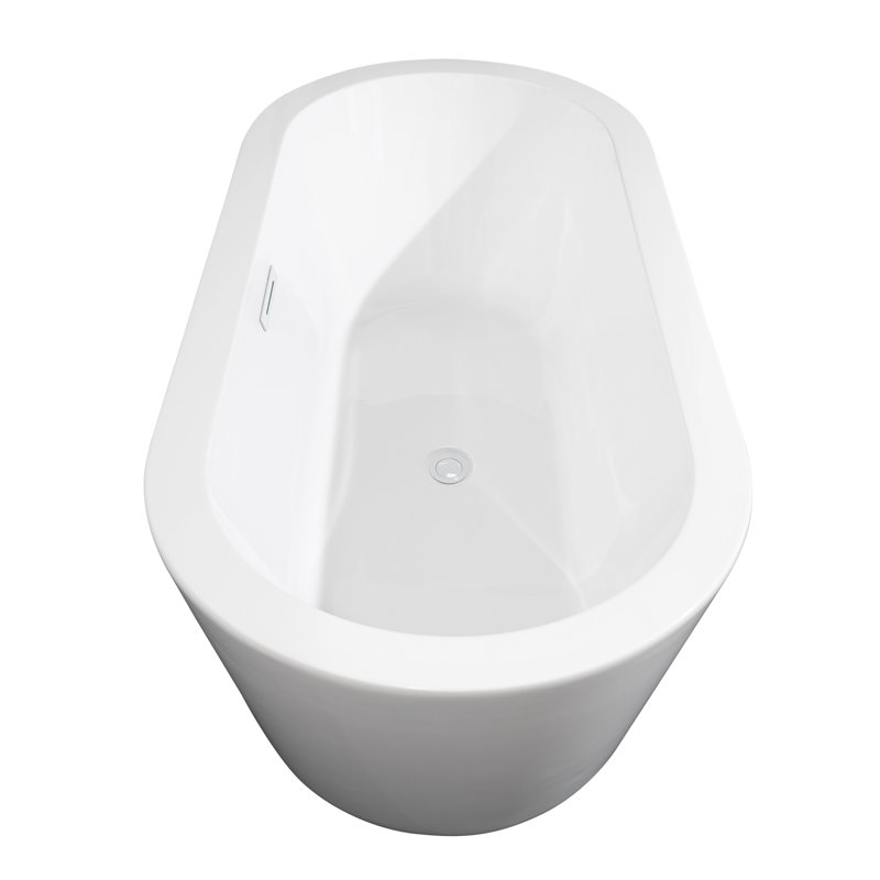Mermaid 67'' x Soaking Acrylic Bathtub, Shiny White