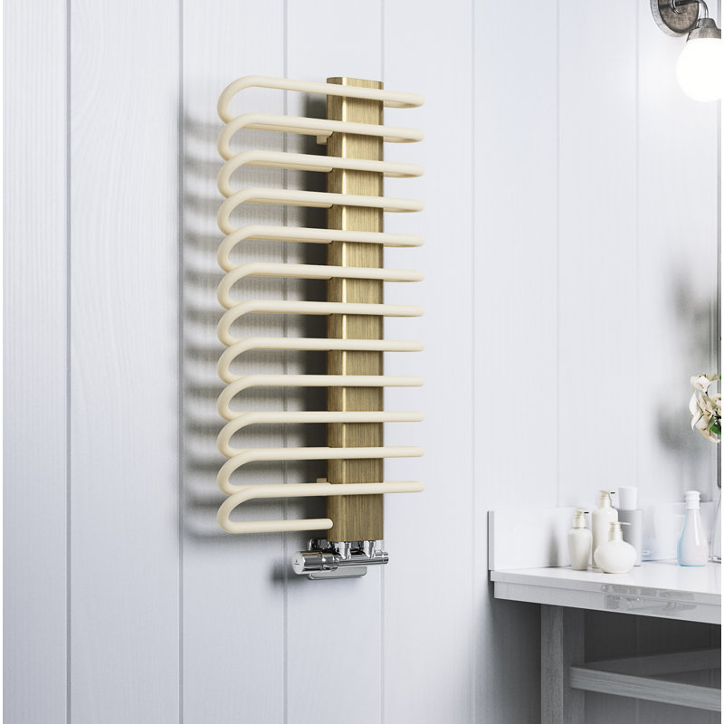 Michelle Heated Towel Rail in Two Tones, 1200x500, Grey Bars and Orange Masking