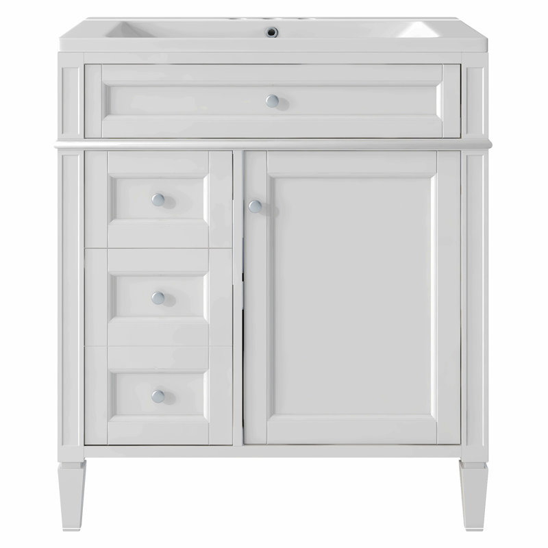 Castone 30'' Single Bathroom Vanity with Top, White