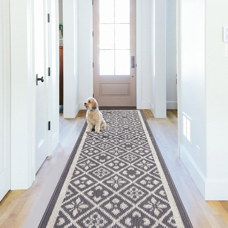 Non Slip Washable 2'x6'  Kitchen Rug, Gray