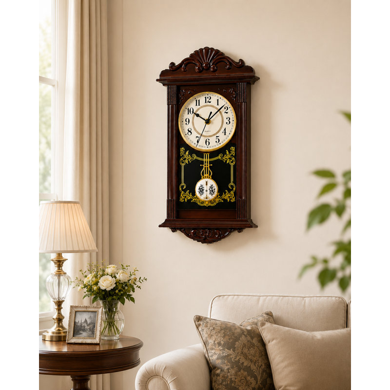 Wall Clock with Wood-Effect Plastic Pendulum