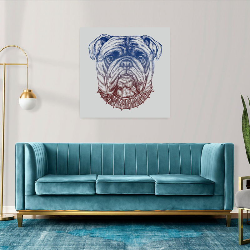 Art urbain contemporain de chien Bulldog Gritty, H 36 po x l 36 po