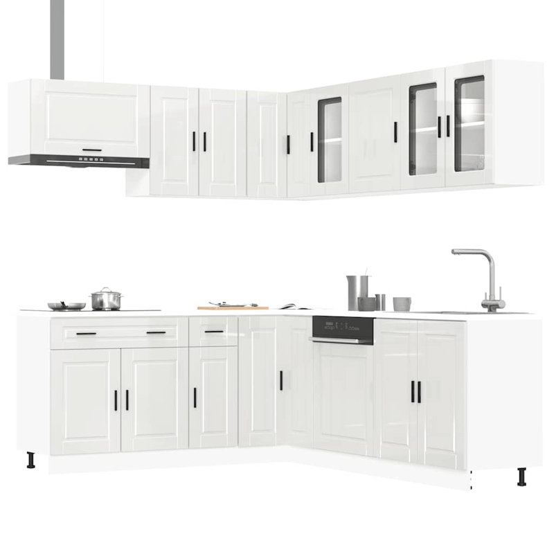 Maribeth 11 Piece Kitchen Cabinet Set, Gloss White
