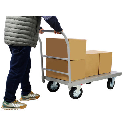 Platform Truck Industrial Flat Dolly Cart with Wheels - Heavy Duty 24 x 48 Cart - 2000lb Capacity Flatbed Hand TruckSteel Smooth Deck Platform Truck 2