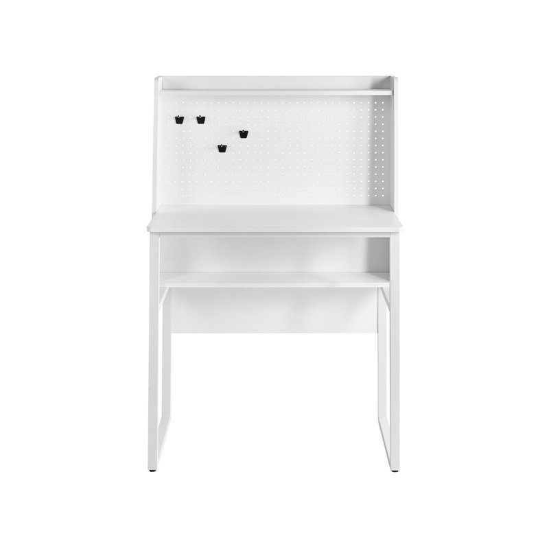 Metal Base Writing Desk, White/White
