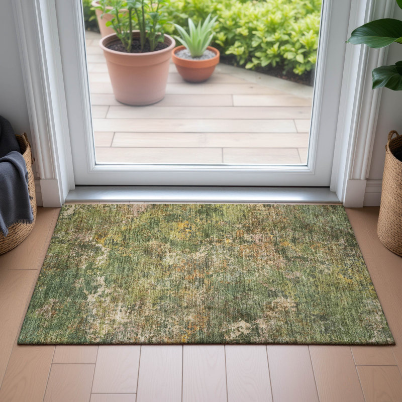 Machine Washable Indoor/Outdoor Labon ACN2166 Abstract Rug, Rectangle 1'8" x 2'6"