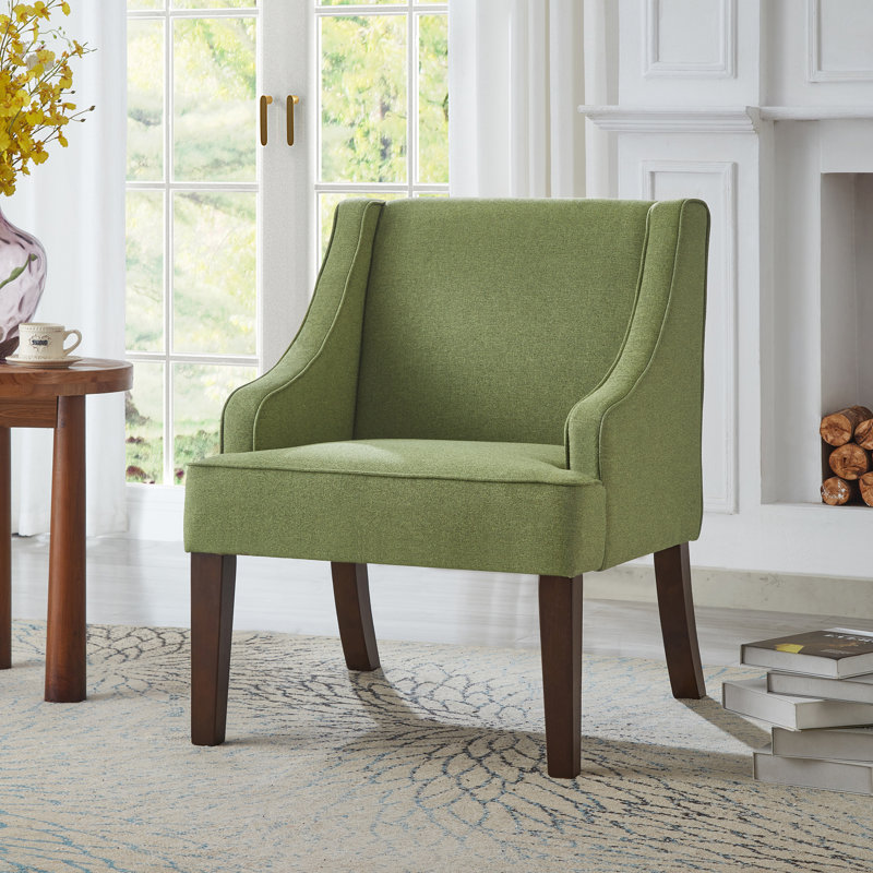 Fauteuil rembourré de style Mid-Century avec pieds en bois massif