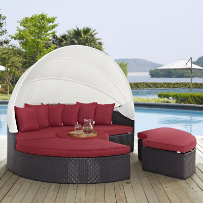 Modway Quest Circular Outdoor Wicker Rattan Patio Daybed with Canopy by Modway