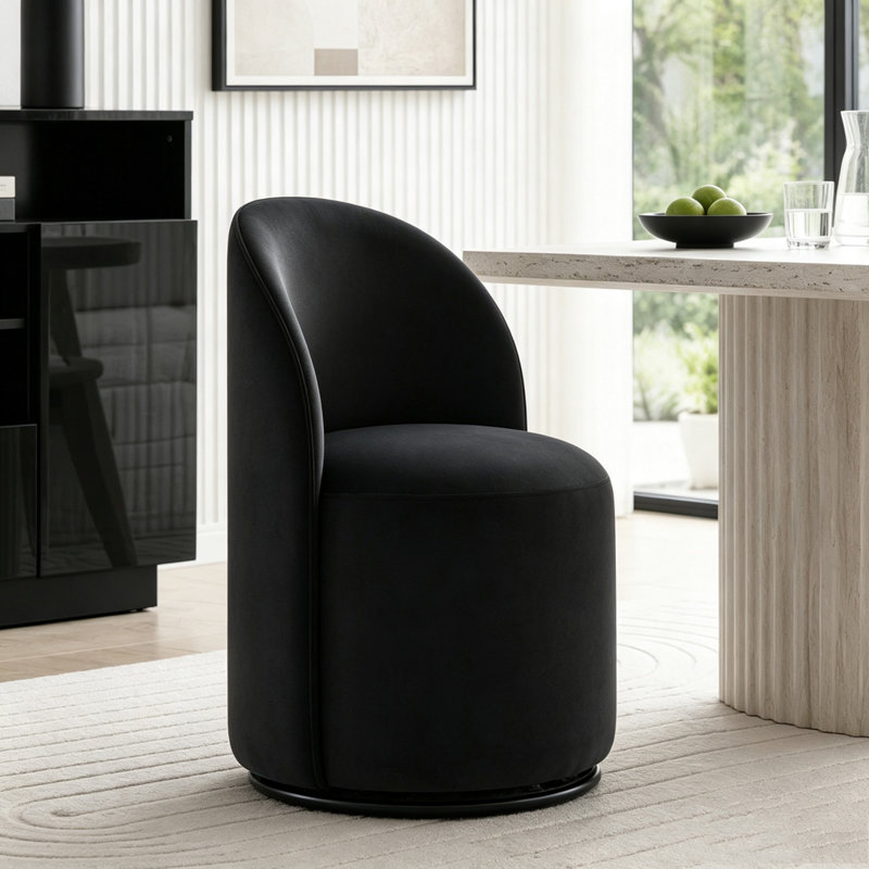 Fauteuil pivotant à 360°, chaise de coiffeuse et de salle à manger recouverte de velours, Gris foncé
