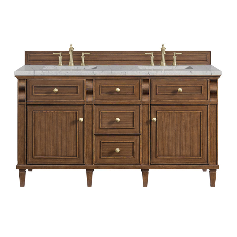 Lorelai 60'' W Double Vanity, Eternal Jasmine Pearl, Mid-Century Walnut, 8" Widespread