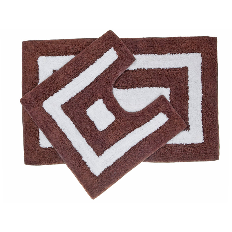 Frerichs Bath Rug, White/Chocolate