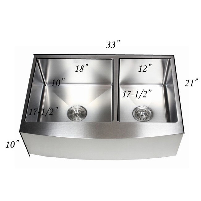 Évier de cuisine à double cuve à tablier frontal L 33 po x l 21 po avec accessoires CozyBlock