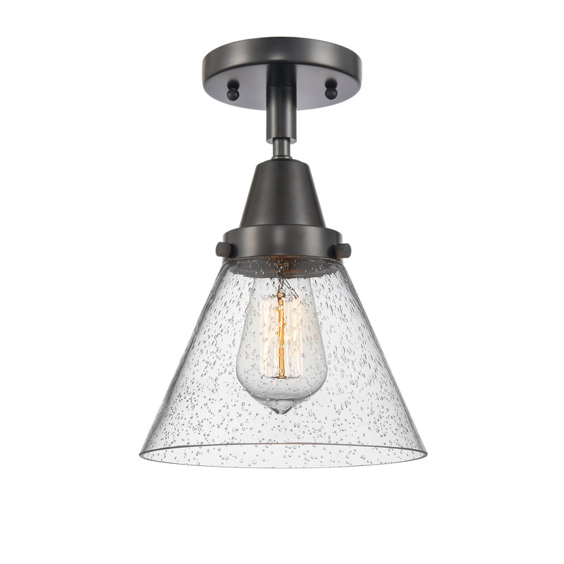 Plafonnier encastré en verre Amede, Grainé, Noir mat, H 11 po x l 7,75 po x P 7,75 po