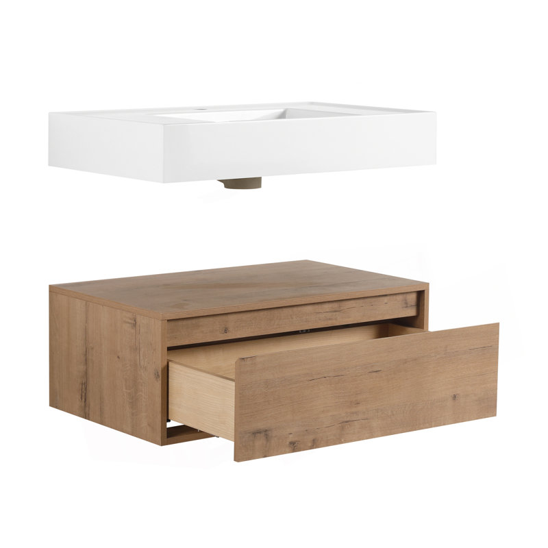 Meuble-lavabo mural spacieux et élégant avec lavabo en résine durable