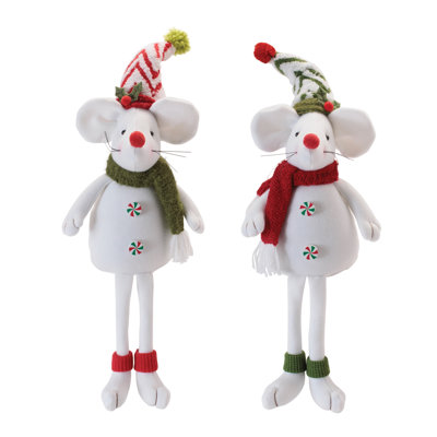 Figurines de souris en peluche des Fêtes