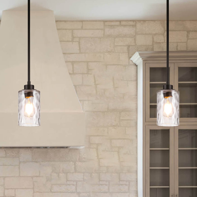 Mini-luminaire suspendu en verre à 1 lumière Pieternella, Bronze foncé
