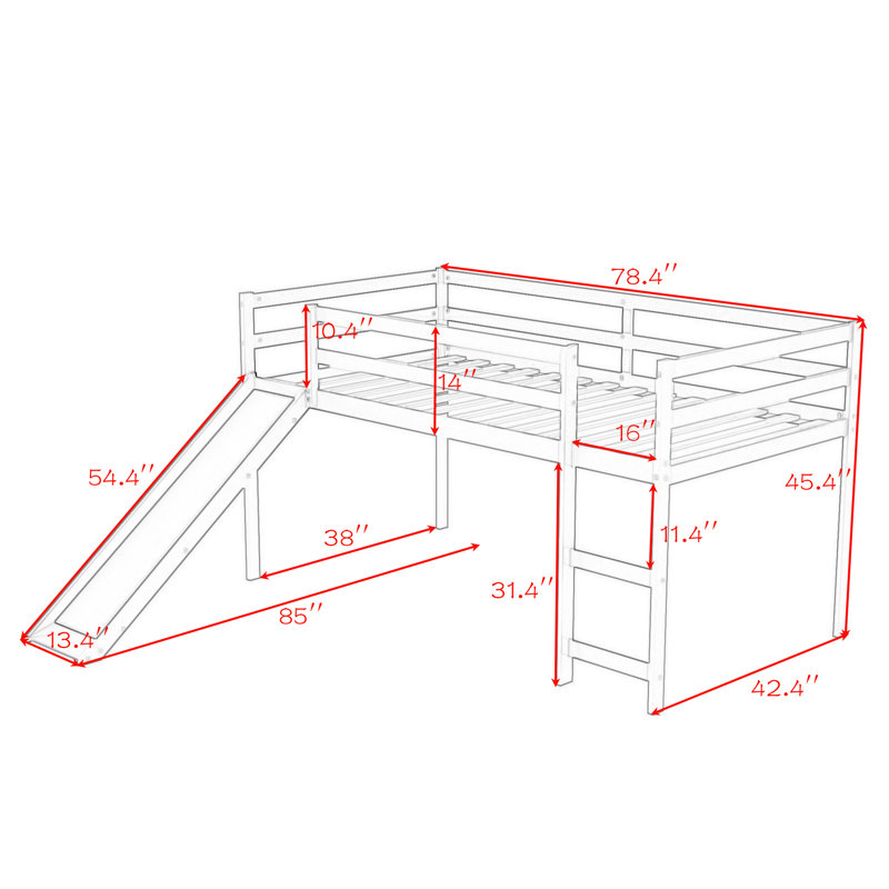 Lit mezzanine simple Emens par Harriet Bee, gris