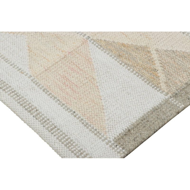 Scandinavian Kilim Wool Geometric Area Rug, Rectangle 10' x 14'