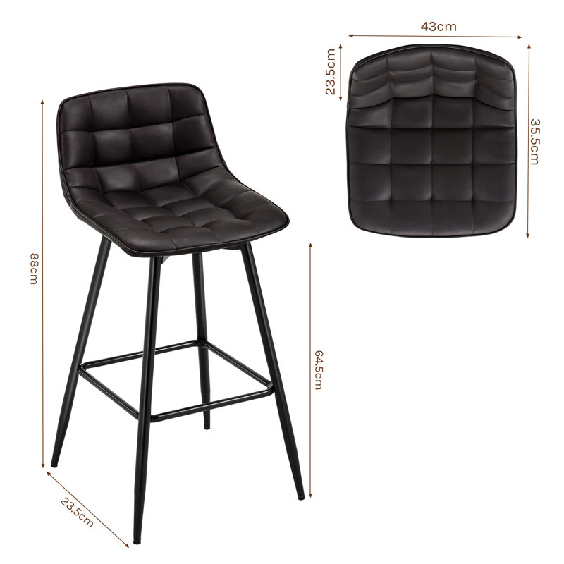Upholstered Counter Stool with Metal Frame, 1, Anthracite