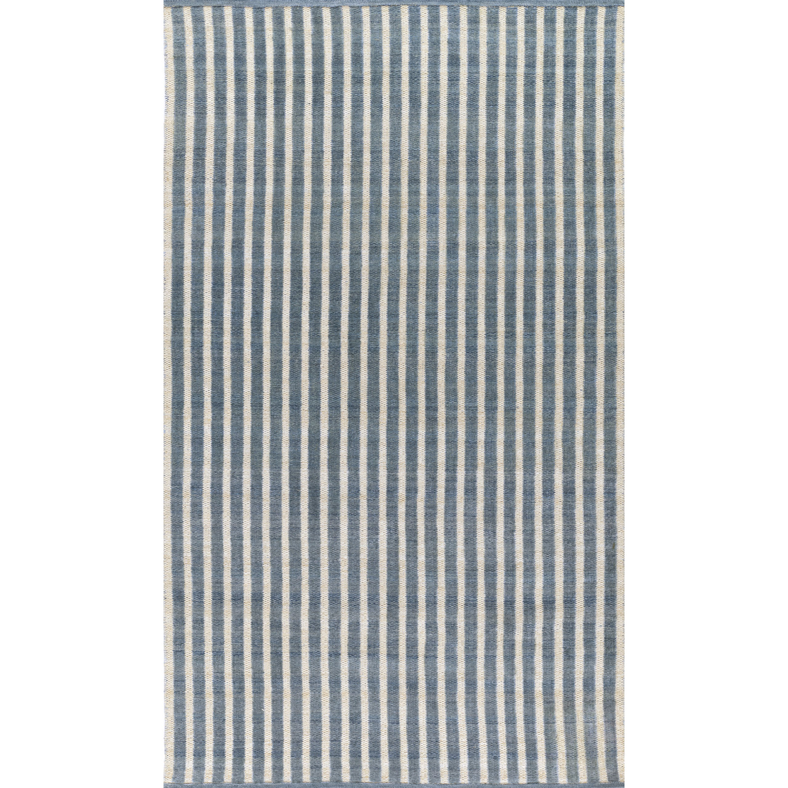 Acerra Hand Woven PET Striped Blue Indoor Outdoor Rug, Rectangle 5' x 7'6"