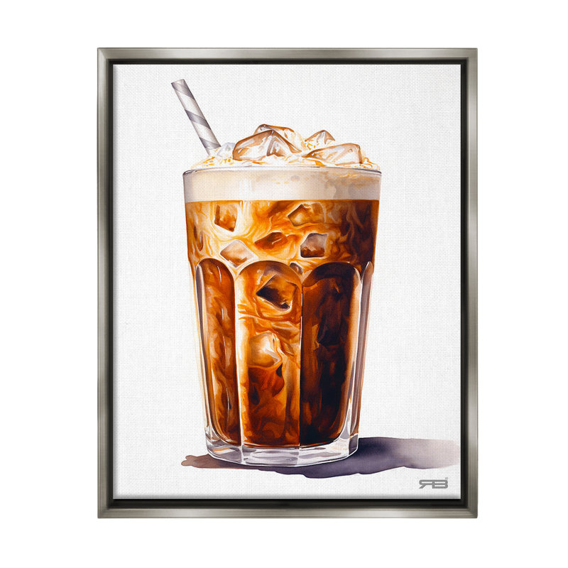 "Swirled Iced Coffee" par RB sur toile, Cadre flottant gris lustré, H 21 po x l 17 po