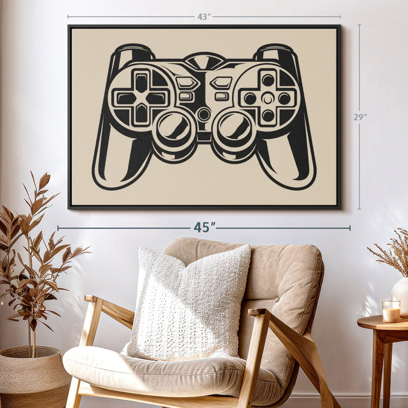 Game Controller Illustration Canvas Print, 29" H x 43" W