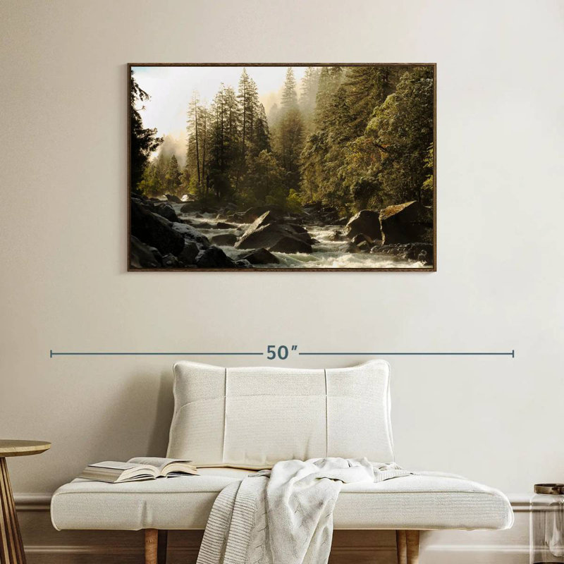 Yosemite Merced River, Floating Frame Walnut, 40" X 27"