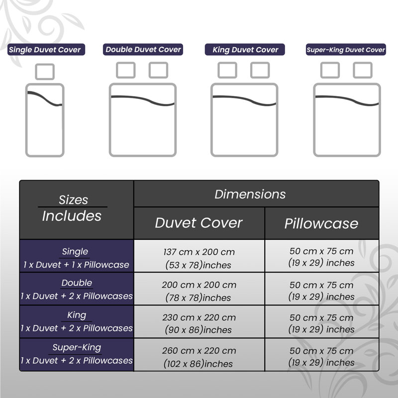 Modern Feather Design Duvet Cover Set with Matching Pillowcases - Polycotton Fabric Bedding, Double, Purple