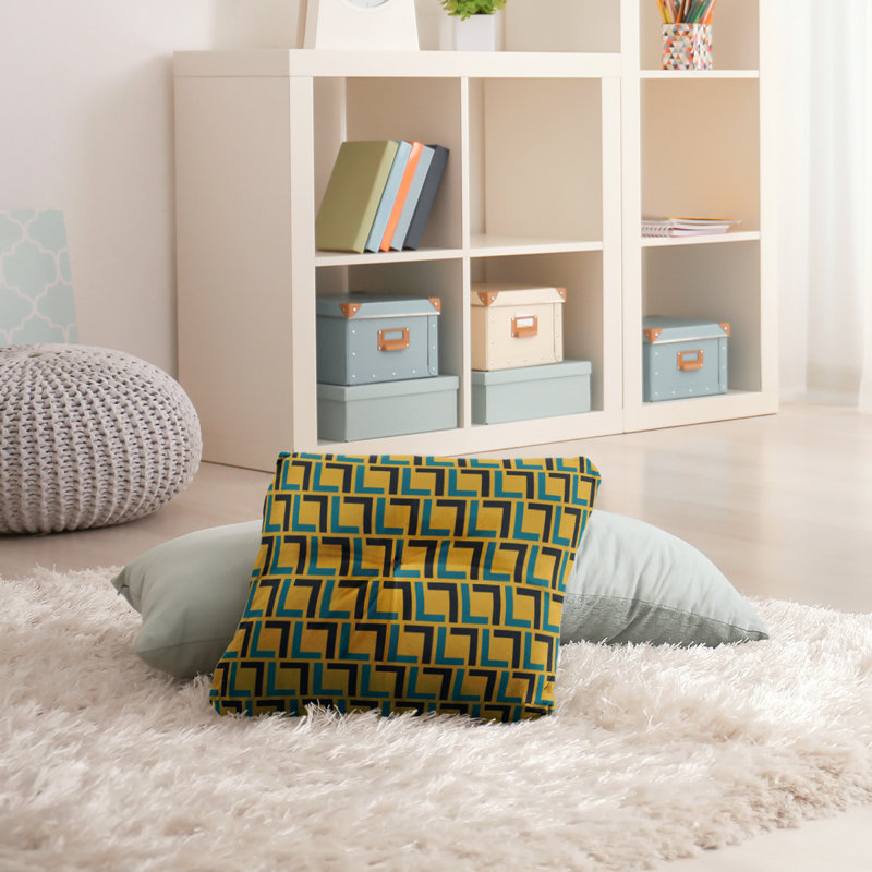 Housse et insert de coussin carré de luxe Jacksonville Football, 26 po x 26 po, Bleu sarcelle / blanc / or