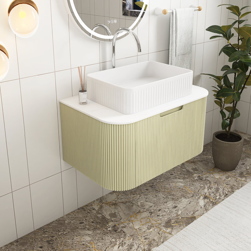 Meuble-lavabo mural rectangulaire en céramique 30 po vert clair 30 po, 30"
