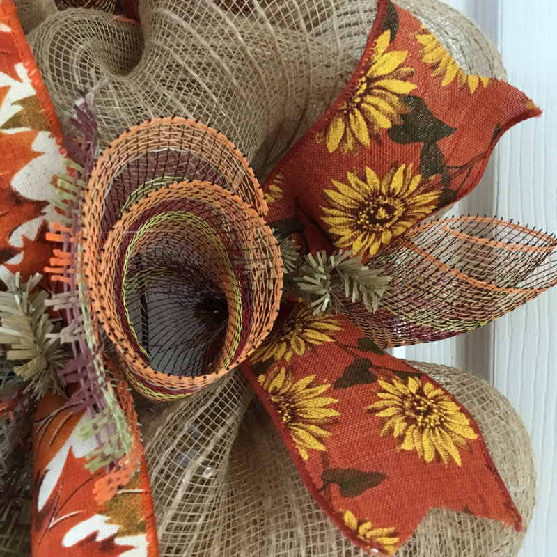 Fall Wreath with Harvest Written in Blocks
